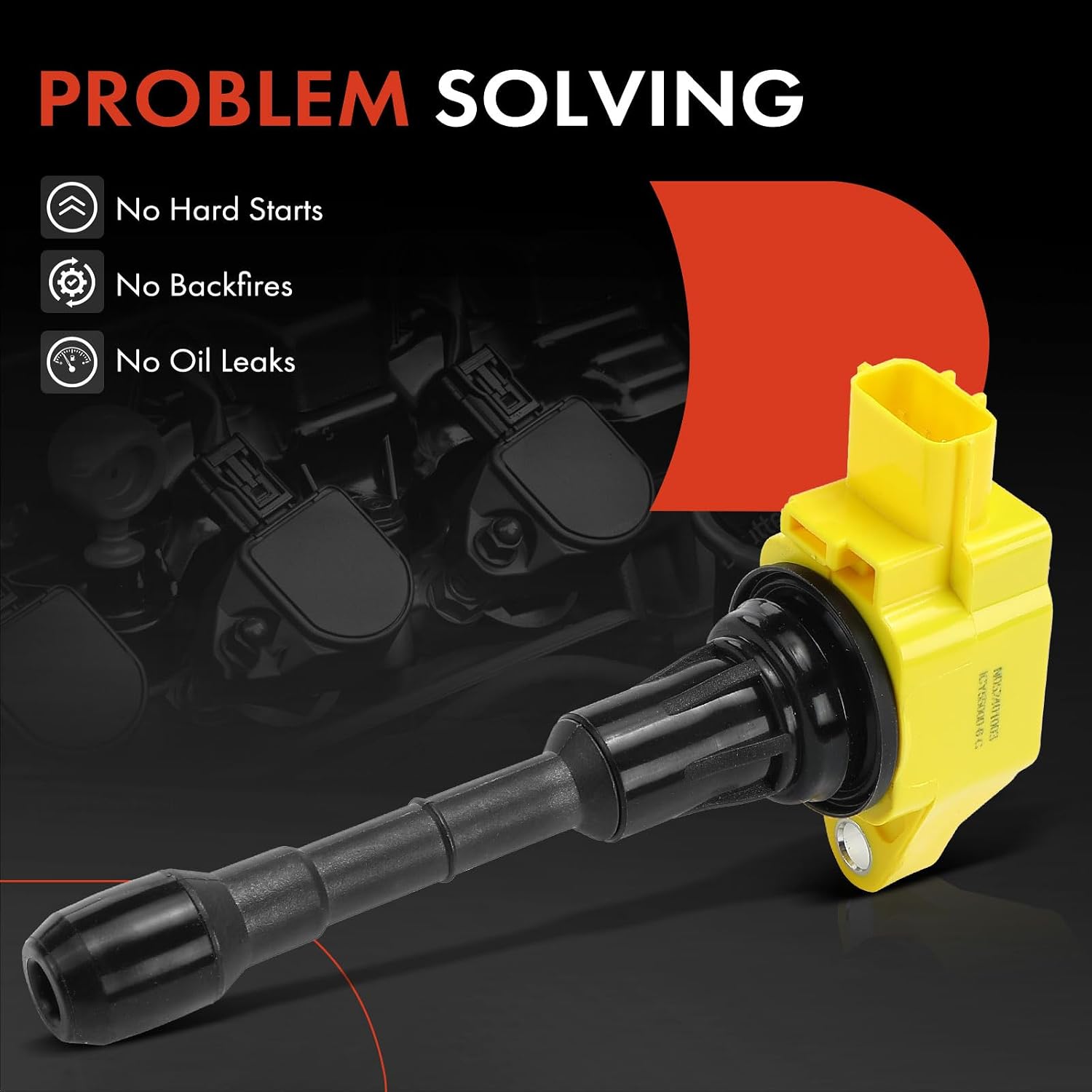 A-Premium Engine Ignition Coil Pack Compatible with Nissan Altima 2007-2018, Murano, Pathfinder, Maxima, Quest & Infiniti QX60, Q50, G25, G35, M35, M35h, Q70, JX35, FX35, EX35, Yellow, Set of 6