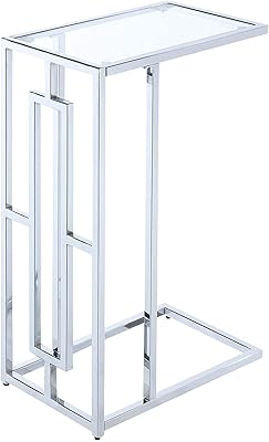 Convenience Concepts Town Square Chrome C Table, Clear Glass Frame 141［並行輸入］