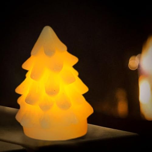 Miniatura 4 de YIISU Christmas Tree LED Candle Flickering Battery Powered Flameless Candle Light for Birthday Party Home Bedroom Decor II1-Beige A