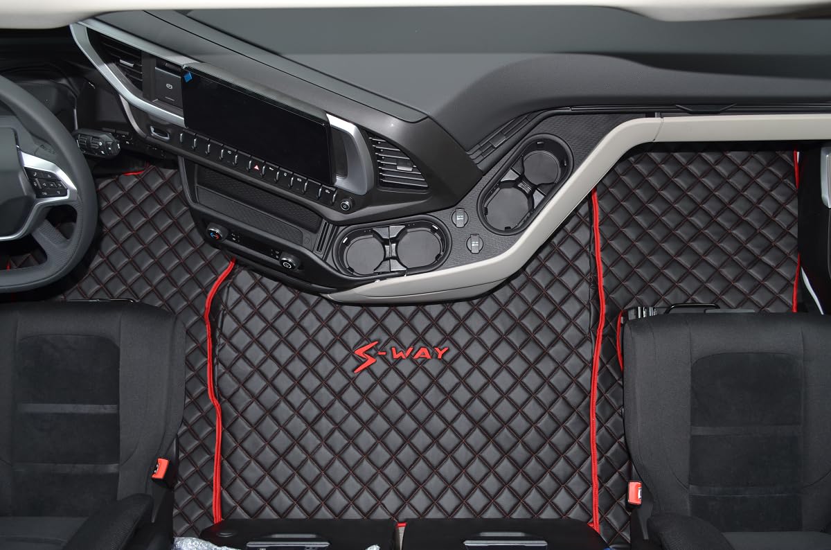 Almohadillas de suelo adecuadas para IVECO S-WAY desde 2024 [nueva forma] - Negro/Rojo