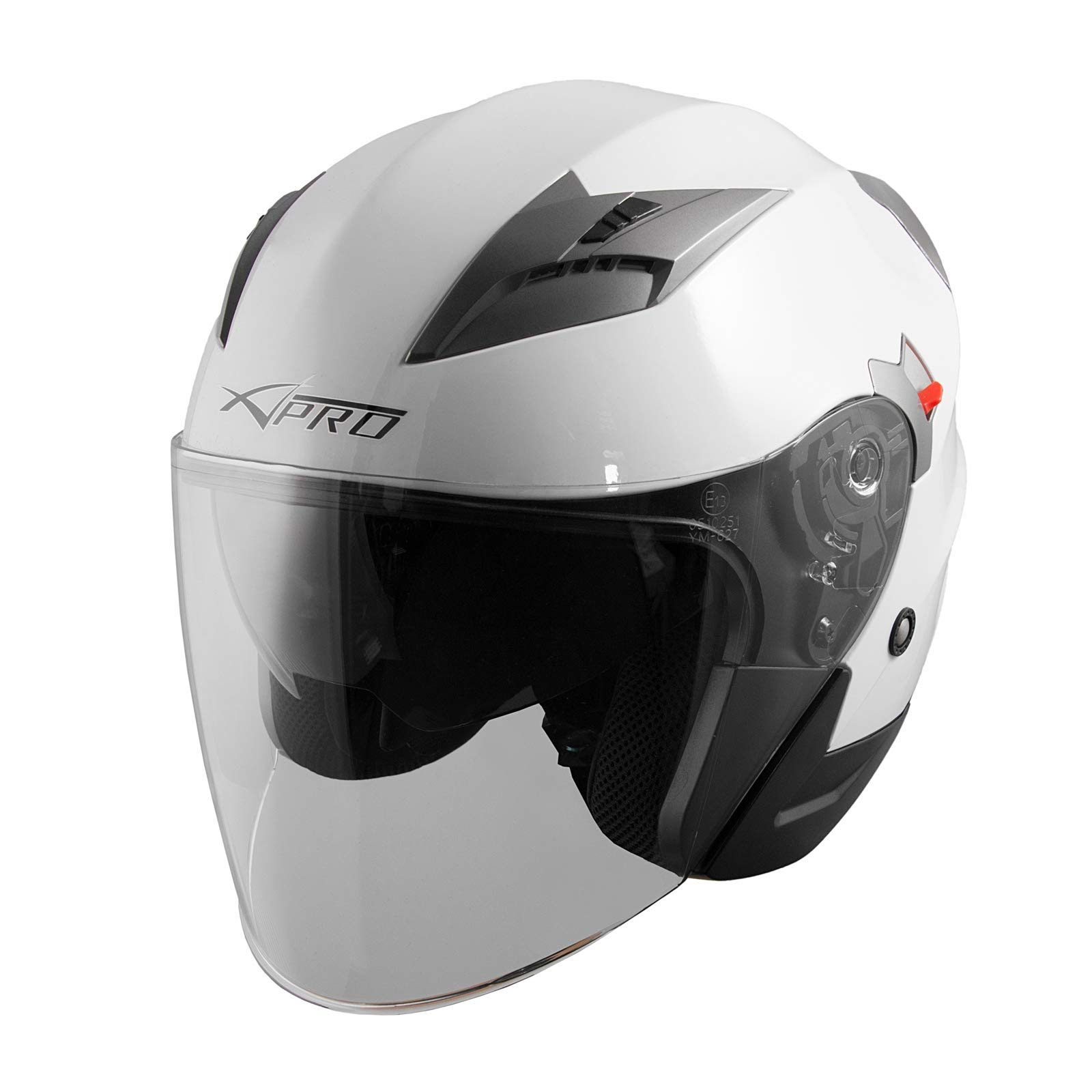 Demi Jet Casque Visière Pare Soleil ECE 22-05 Approuvé Moto Scooter A-Pro Kinetic Blanc XL