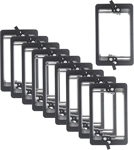 Miniatura 5 de Caja de soporte de montaje de bajo voltaje de 1 cuadrilla, placa de pared multiusos para paneles de yeso (paquete de 10, negro)