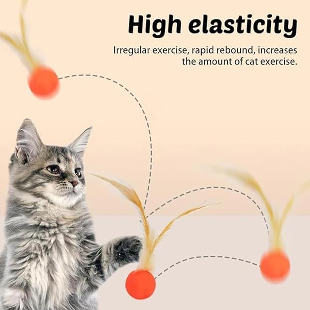 Foto 5 de 8 de Cat Feather Ball Toys,6pcs Feather Ball Cat Toy,Cat Bouncy Ball With Feather,cat Bouncy Balls,interactive…
