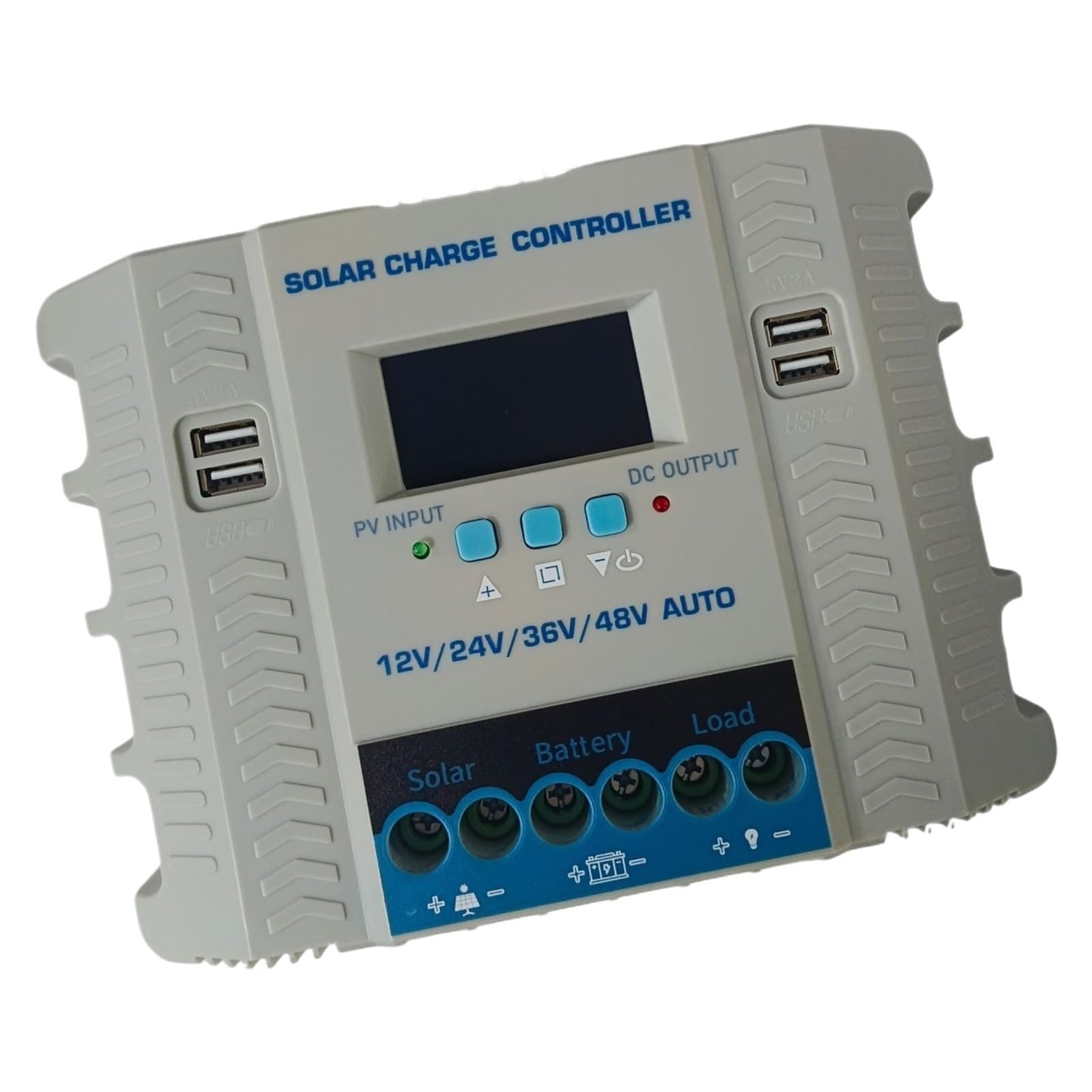 Controlador de Carga Solar Controlador de Carga Solar 30A60A100A12/24/36/48VPWM Pantalla LCD Inteligente 4 Puertos USB(100A)