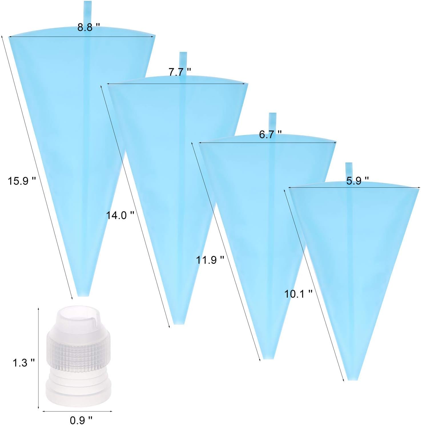 16 Pcs Reusable Pastry Piping Bags Silicone Icing Bags with 8 Coupler for Icing Frosting Decorate Cake, (10,12,14,16 inch)