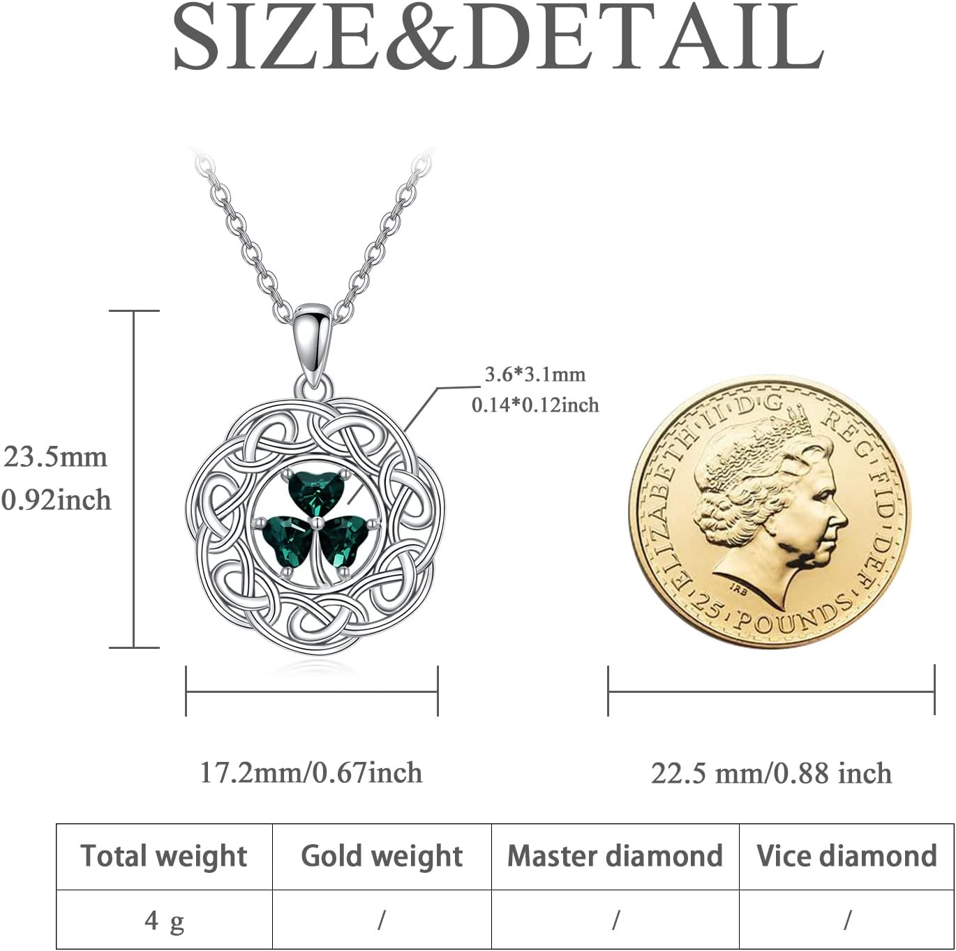 VONALA Clover Necklace Sterling Silver Celtic Green Shamrock Pendant Necklaces Irish Jewelry St Patricks Day Gifts for Women - Image 5