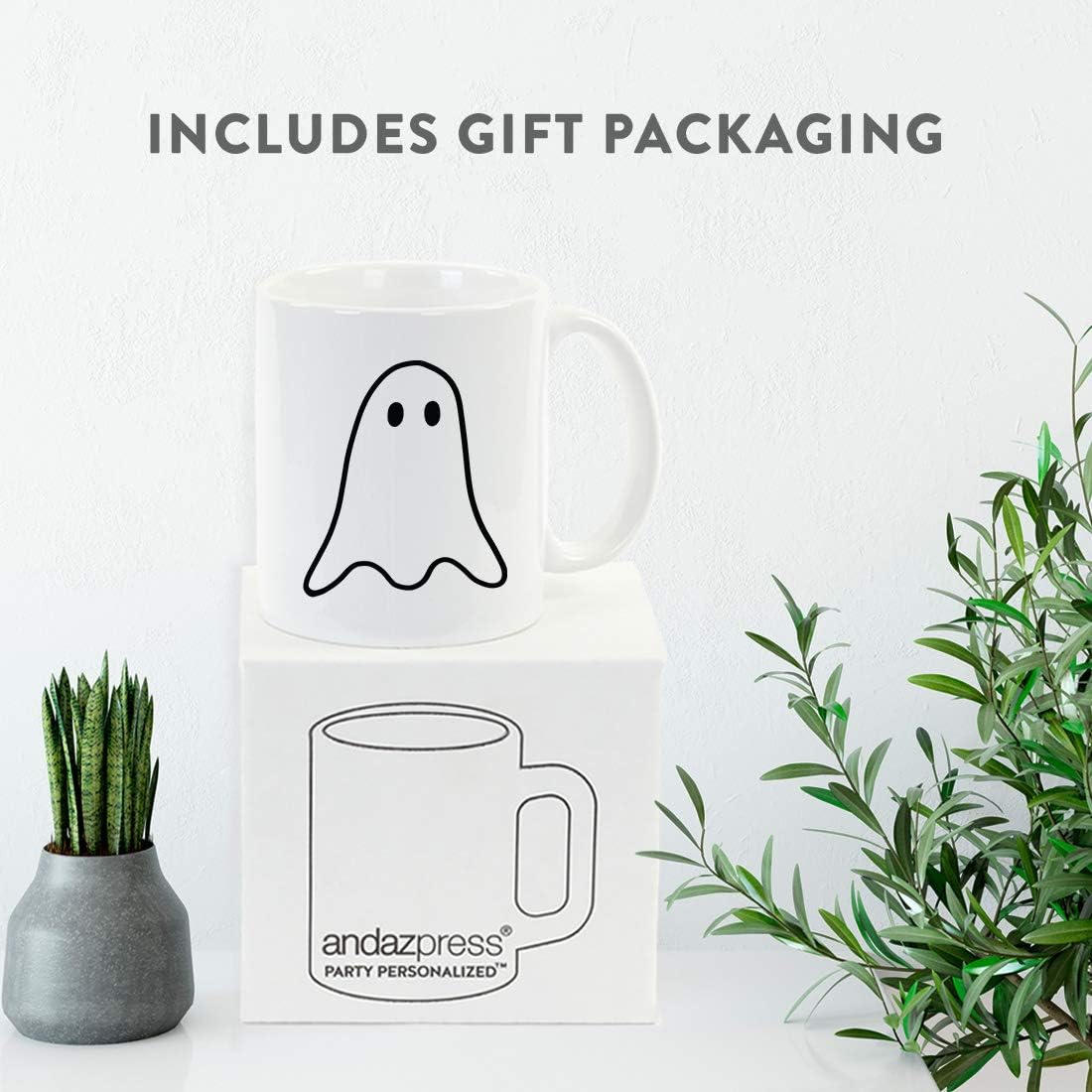 Andaz Press Funny Halloween 11oz. Ceramic Coffee Tea Mug Gift, Boy Ghost Graphic, 2-Pack, Gay Wedding Gift Ideas Boyfriend Birthday Christmas Gift Ideas
