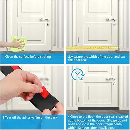 Miniatura 7 de Ainiv Tapón de Corriente de Aire para Puerta Sello Bajo la Puerta, 2" de Ancho x 39" Cortable Sello de Puerta Insonorizado, Burlete Adhesivo Bajo la