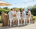 Duramex (TM) Set of 4 White 24 Inch Counter Height Metal Bar Stools, Indoor Outdoor, Stackable
