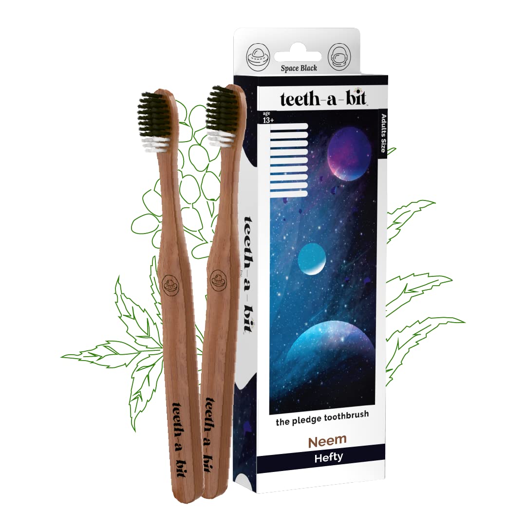 teeth-a-bit The Pledge Therapeutic Neem Manual Toothbrush Adult Hefty Handle With Gum Sensitive Soft Bristles Pack Of 2 (Space Black) (B09SZ3HR33) Amazon Price History, Amazon Price Tracker