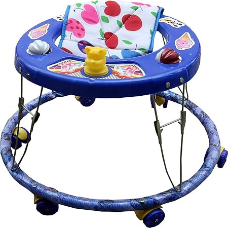 Horn Activity Baby Walker with Parent Rod (Blue)