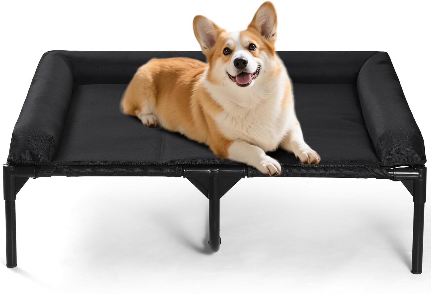 Elevated Dog Bed,Medium Raised Dog Cot with 3-Side Bolster, Waterproof Scratch-Resistant Dog Couch, Indoor & Outdoor Pet Bed for Medium Dogs, 30x27inches