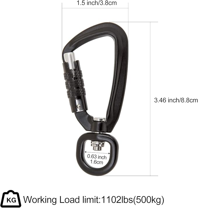 6x Heavy Duty Swivel Auto Self Lock Carabiner Hook Dog Lead Clip Snap 500KG