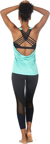 icyzone Femme Débardeur de Sport 2 en 1 - Débardeur sans Manches avec Soutien-Gorge intégré, Fitness Yoga Tank Top - 4