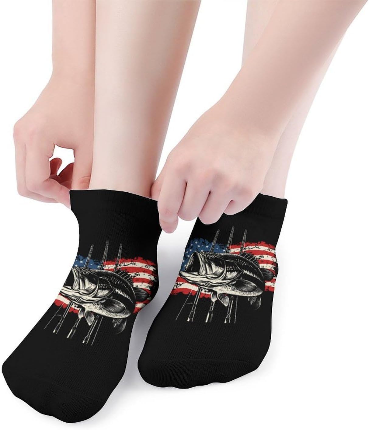 USA Bass Fishing Socks for Men Women 5 Pairs Ankle Socks