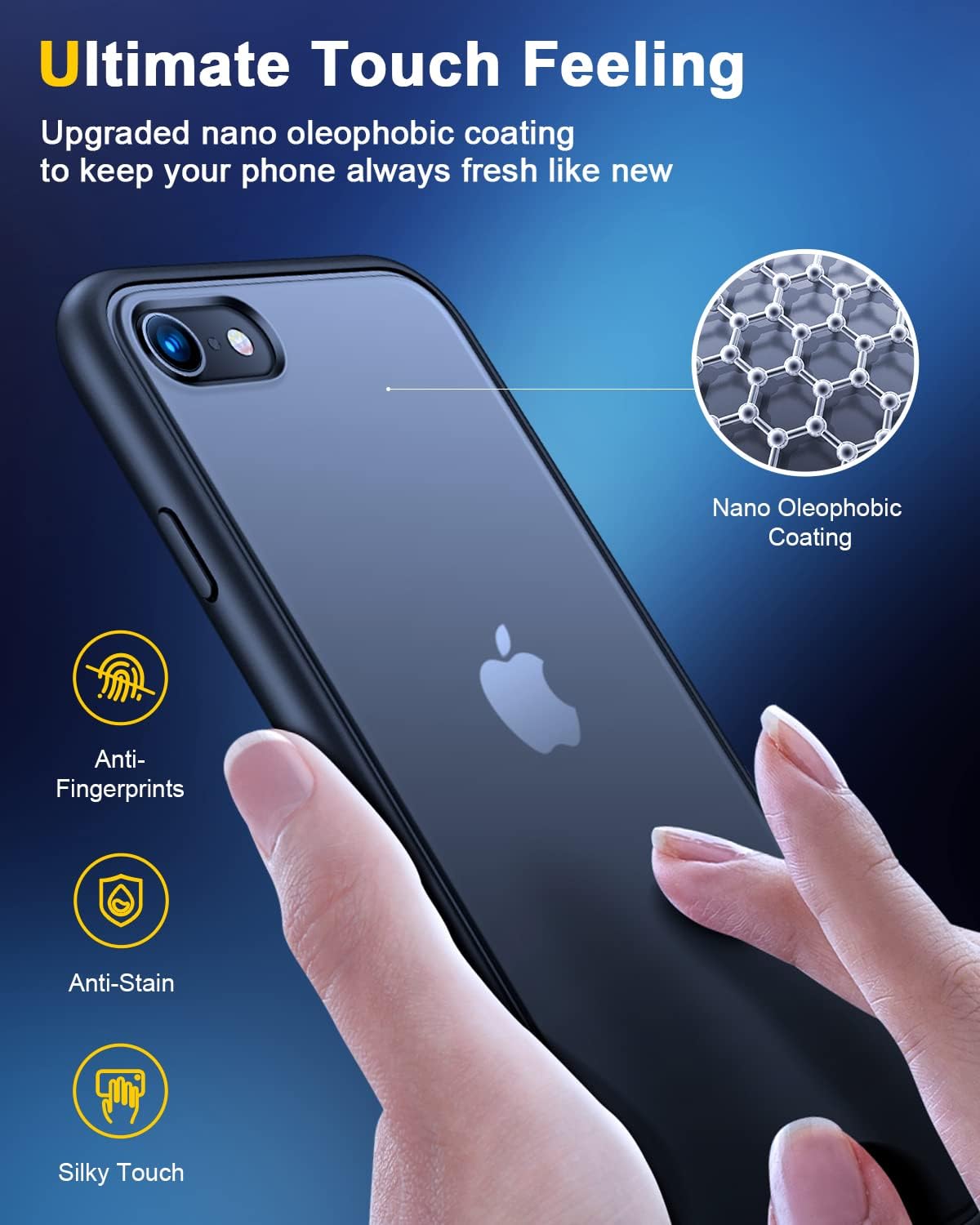 Humixx Shockproof Designed for iPhone SE 2022 Case [8FT Military Grade Drop Protection] [Ultimate Touch Feeling] Translucent Matte Hard Back, Slim Durable Protective Case for iPhone 7/8/SE 4.7" -Black