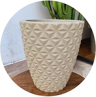 Vaso Polietileno Para Plantas Jardim Coluna Redonda Diamante 40X31cm (MARROM)
