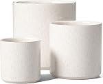 LE TAUCI Ceramic Plant Pots, Set of 3, 6+8+10 Inch Large Planters for Indoor Plants with Drainage and Plug, Mid-Century Modern Indoor Plant Pots, Round Pot Plante Interieur, White
