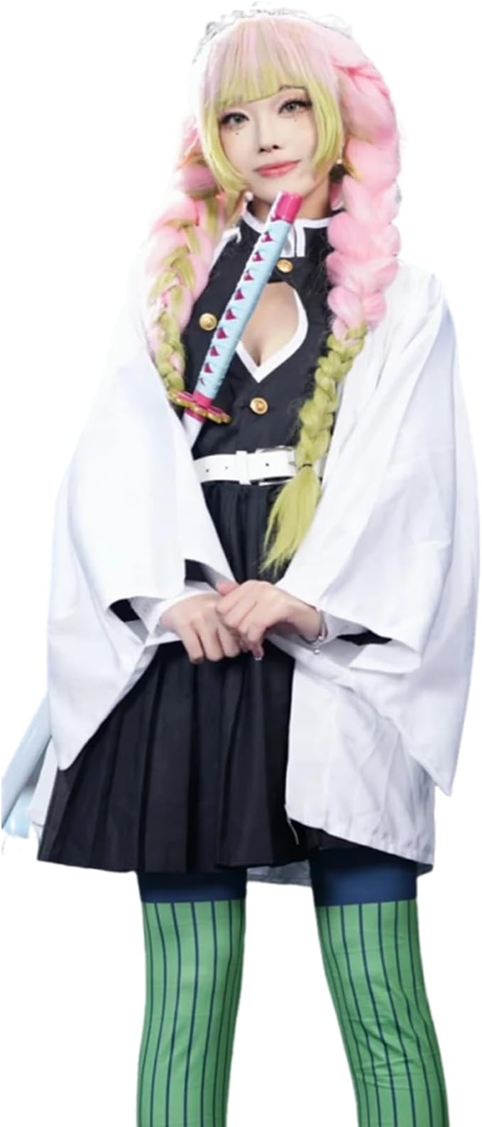 CR ROLECOS Uzui Tenge Cosplay Costume for Women - Anime Kimetsu no Yaiba Zenitsu Agatsuma Cosplay Kimono Outfit - Halloween