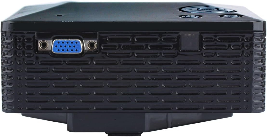 Strana view of the UHAPPY U18 projector, showing the VGA input port and ventilation grilles.