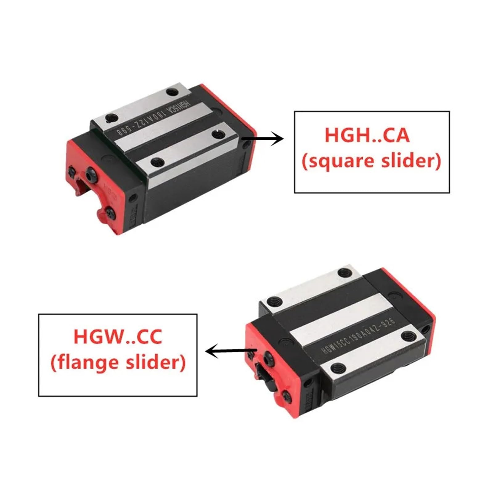 2 patins de guidage linéaire carré HGW20CC + 4 curseurs bride bloc diapositives (500 mm)