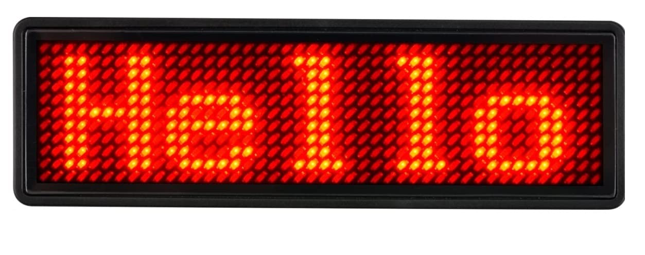 QAWACHH Flashing LED Bluetooth Badge Digital Scrolling Message,Operated by Laptop/PC/Smartphone (RED)