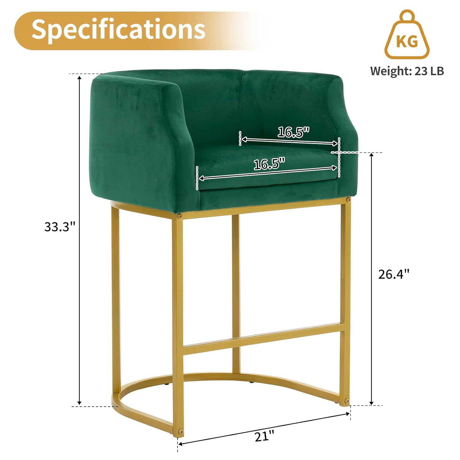 OmySalon 27" H Manicure Chair for Clients/Technician, Nail Tech Chair for Manicurist, Makeup Beauty Chairs, Modern Barrel Counter Height Bar Stools for Nail Salon, Bar, Cafe, Green, Velvet