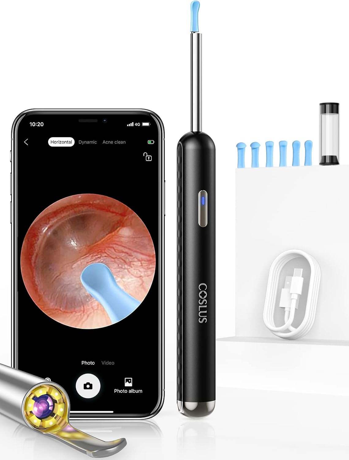 Ear Wax Removal, 1296P Ear Cleaner with Camera, Ear Wax Removal Kit, Rechargeable Visual Wireless Smart with Visible Lighted Endoscope Ear Cleaning Clean Scope Kit