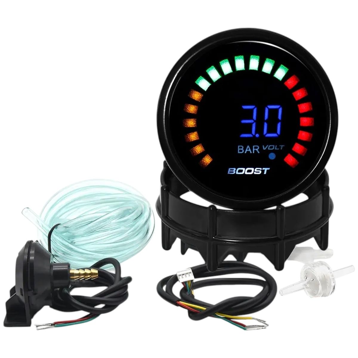 AD 52mm Turbo Boost Gauge-1-3 Bar Car Smooke Len Detector Seins0r Adjustable Auto Turbo Gauge Boost Controller Kit 12v Gaisoline New 2026 High for Reliable Electronic Component