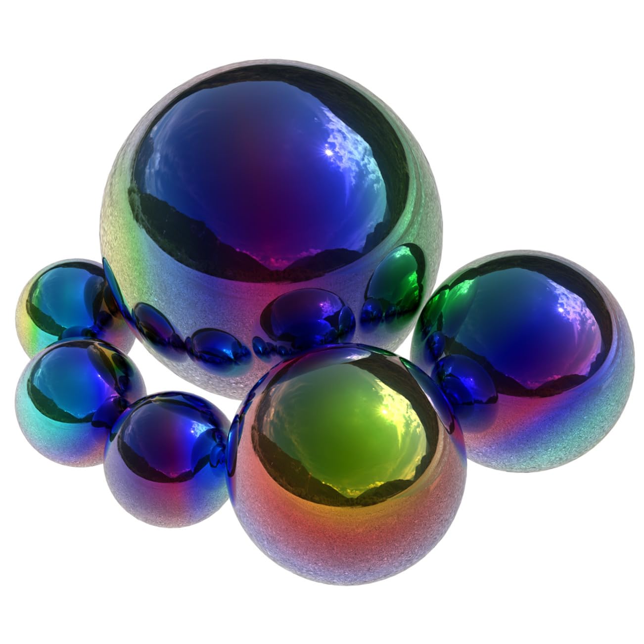 Miroir Polies en Acier Inoxydable, Sphères Creuses 6 Boules