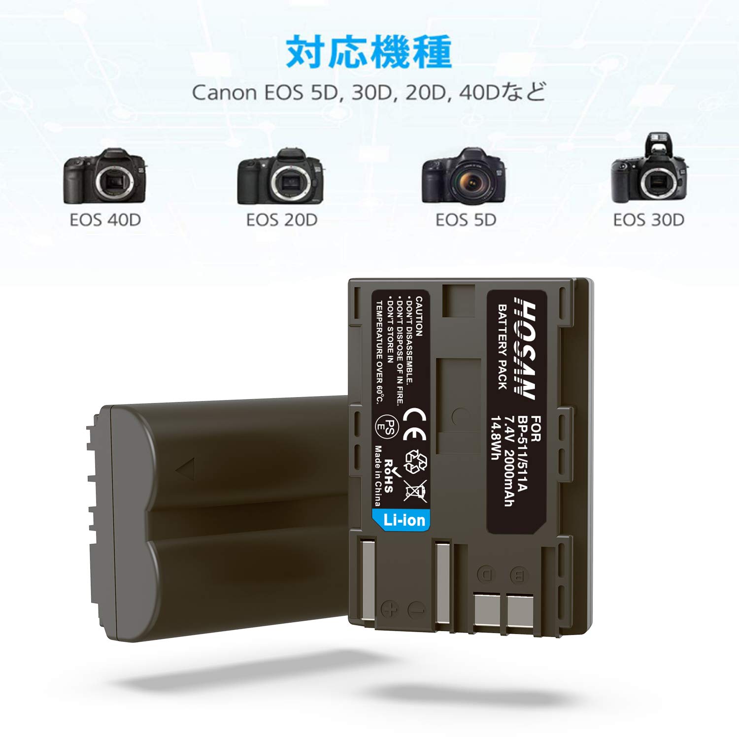 Amazon | HOSAN BP-511 BP-511A 純正互換 バッテリー 2個 + USB充電器