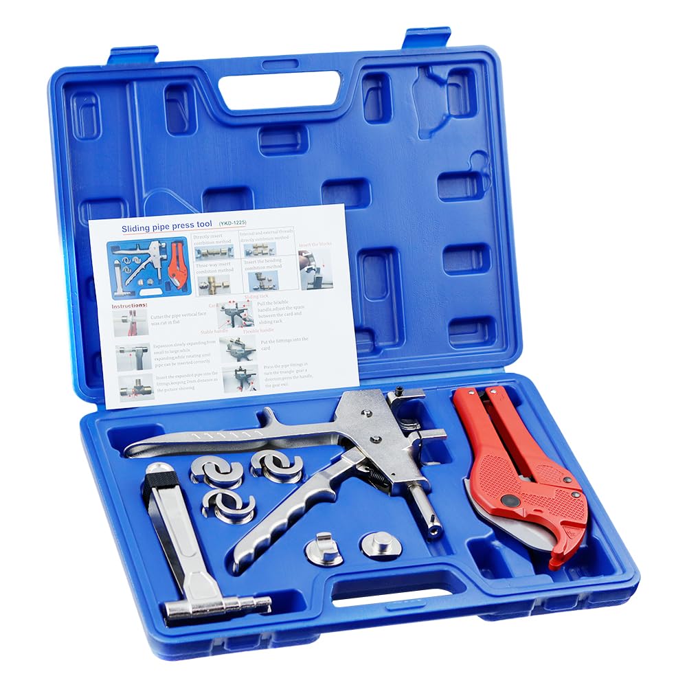 Herramientas manuales de sujeción de tuberías Pex de 12 a 25 mm, kit de herramientas de reparación de instalación de tuberías PEX, alicates de abrazadera deslizante, alicates de enchufe y cortador de