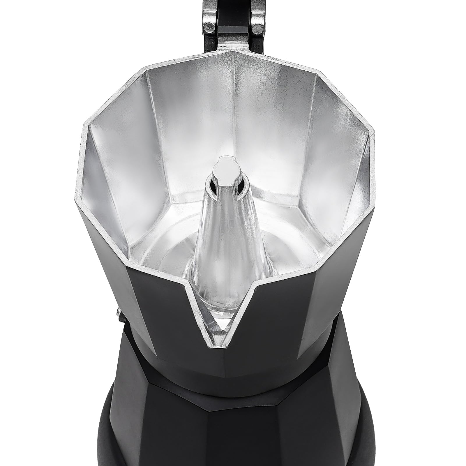 Cafetières Cafetiere Italienne Machine a Cafe Italienne Électrique Grande Préparation d'Espresso Italien Cafetière Expresso Pot Moka, Aluminium, Noir, 6 Tasses (300 Ml)