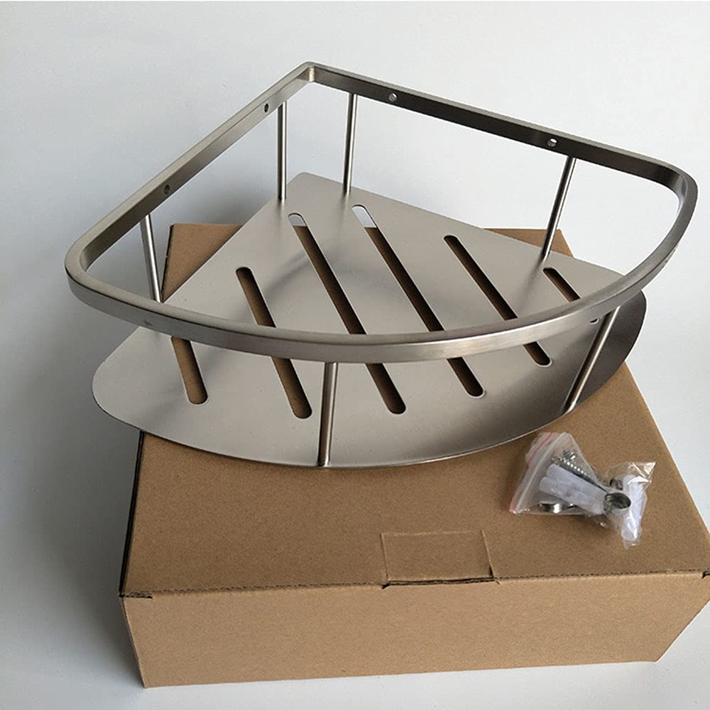 Estantería Baño Pared con Taladro Estantes Ducha Esquina Metalico Inox Modernos Cesta Bandeja Flotante Baño Repisas Organizador para Showergem Champú - 2 Piezas Acero Pulido