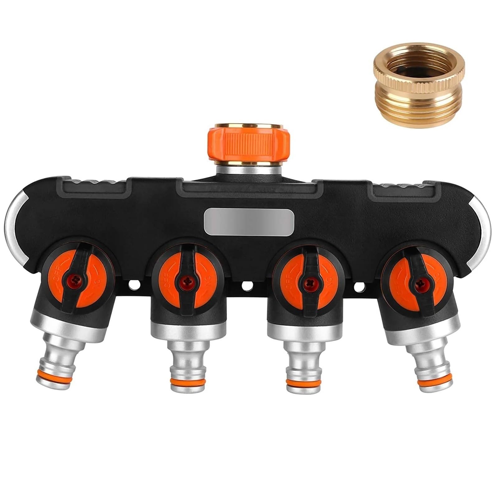 Evwgnpqrv Black-4 Way Faucet Hose Splitter, 2/4 Way Garden Hose Splitter Black 3/4 & 1/2 Inch Lawn Irrigation Diverter(Black-4 Way)