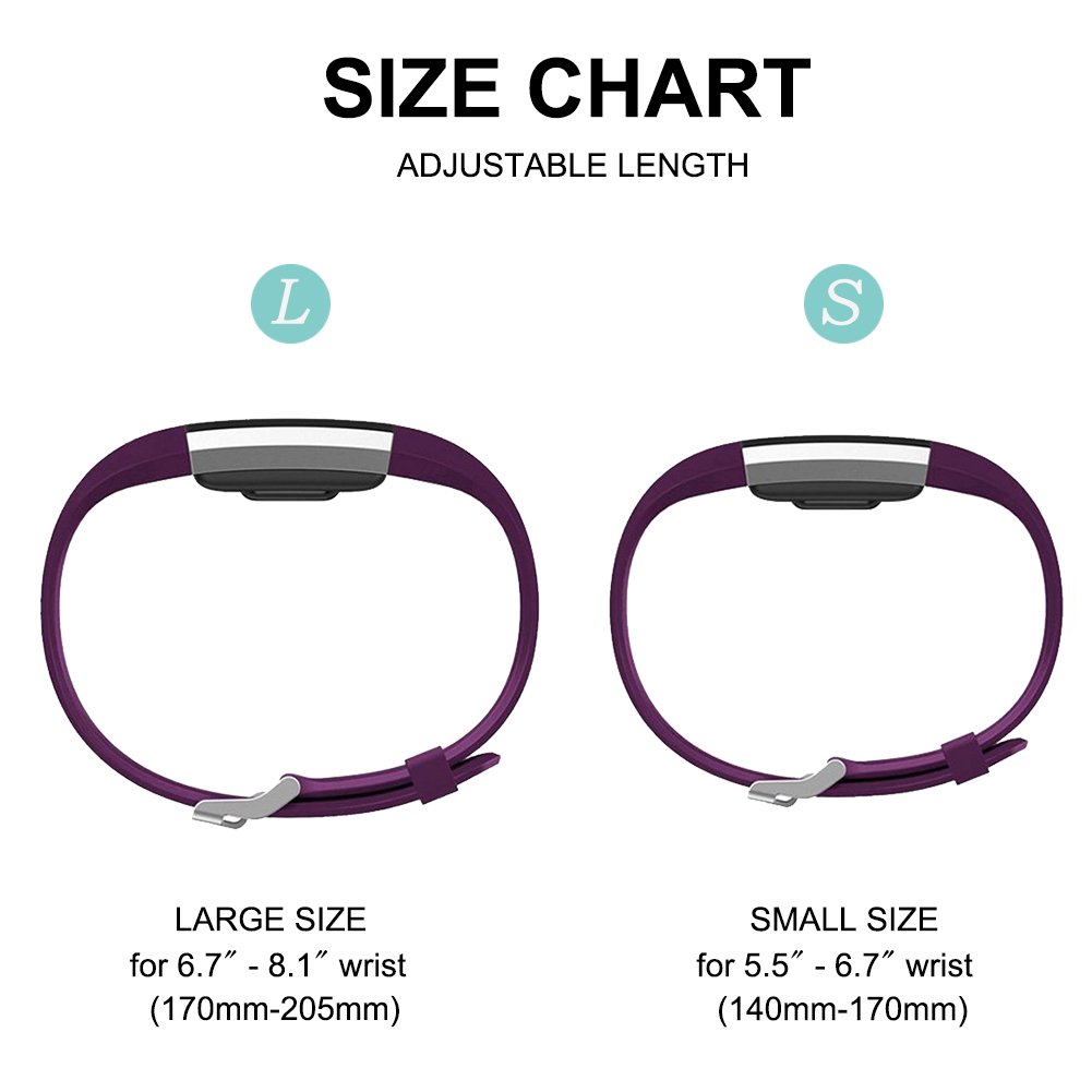 Correa para Fitbit Charge 2, Edición Especial Soft Silicona Deportes Recambio de Pulseras Ajustable Reemplazo Accesorios para Reloj Fitbit Charge 2 Pulsera de Actividad Pequeño y Grande — view 3