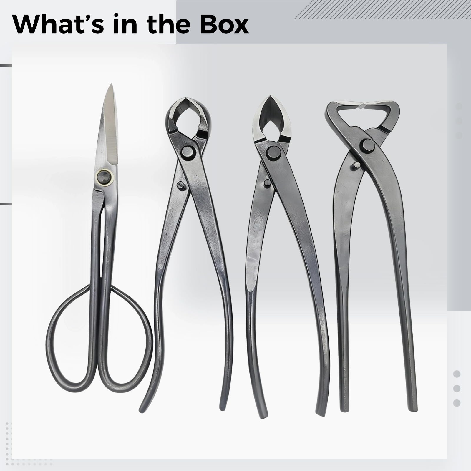 Kit d’outils pour bonsaï en acier au carbone, 4 pièces, pour la taille, le modelage et la mise en forme, fendeur de tronc, pour l’entretien précis des branches et des troncs de bonsaï