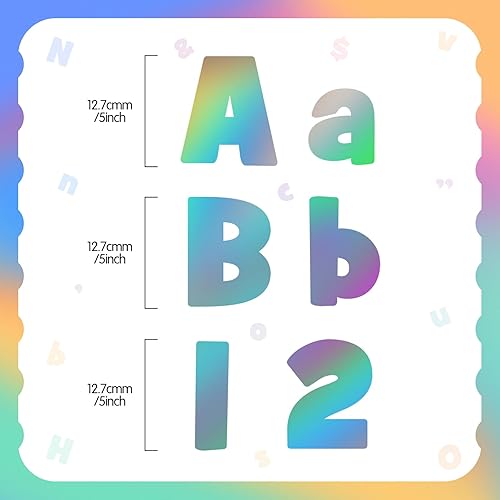 Miniatura 2 de Lincia Juego de 72 letras iridiscentes para tablón de anuncios que incluyen 26 letras mayúsculas, 26 minúsculas, 10 números y 10 letras puntuales,