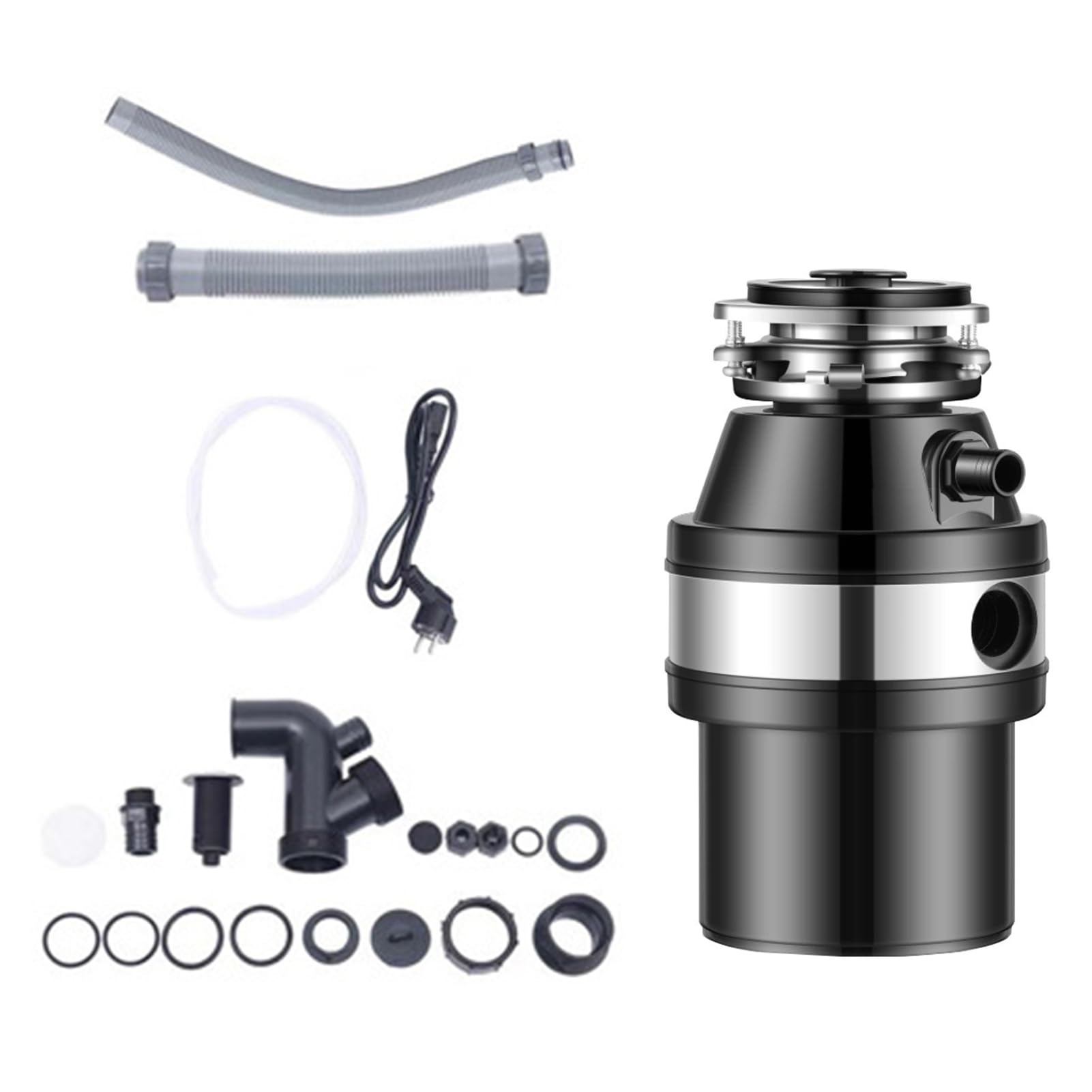 Triturador de Basura de 1,2 L con recogedor de residuos, 560 W, para Fregadero, con protección antiagarrotamiento y contra sobrecargas, y protección acústica. Ideal para Cocina y Fregadero.