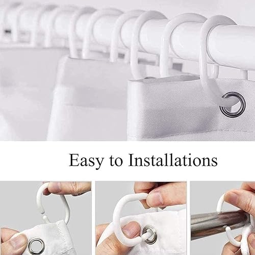 Miniatura 7 de Cortina de ducha con texto en inglés "Merry Christmas", con diseño de Papá Noel, trineo, reno, árbol de Navidad, copo de nieve, invierno,