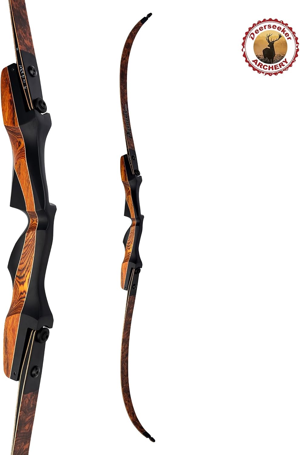 Deerseeker Archery ILF Recurve Limbs with Woograin Finish Laminated Recurve Limbs Short, Medium, Long Size for Traditional Competition Tournament 20-60lbs