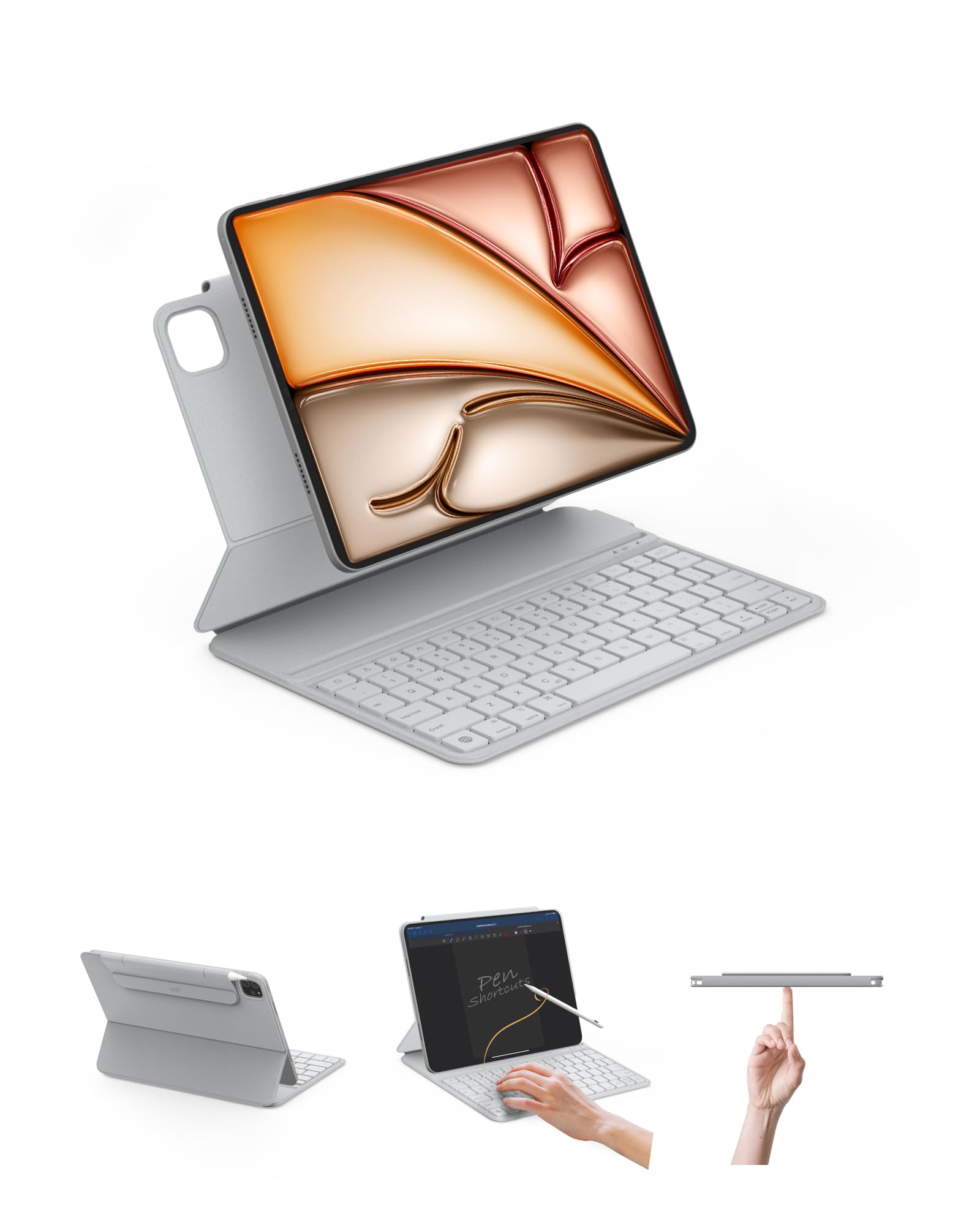 EIP Maglight Keyboard Case for iPad Pro 11" 4th~1st, iPad Air M3/M2/5th/4th, Thin & Light with Patented Stylus Shortcuts (iPad Air M3/M2/5/4 & Pro 11" 1-4th)