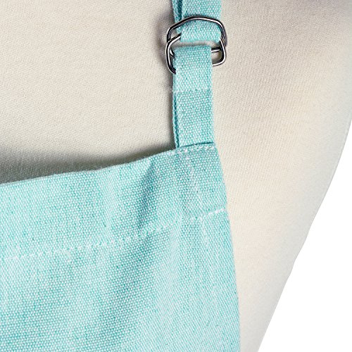 Dii 100% Cotton Solid Chambray Kitchen Set, Chef Apron, Aqua, 1 Piece #TOP3