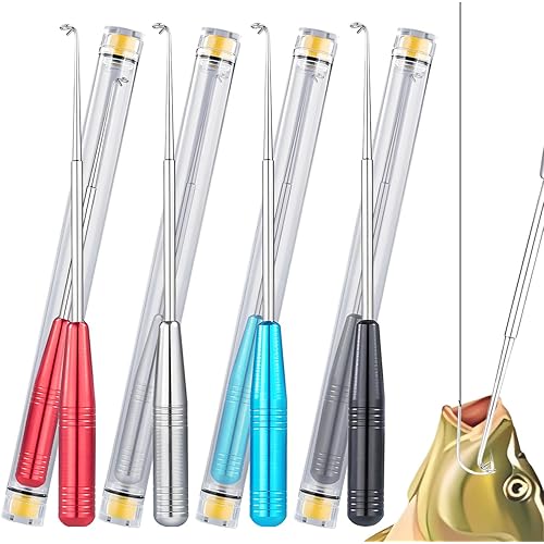 4PCS Fish Hook Remover Tool – Stainless Steel Fishing Hook Remover, Quick Removal Extractor with Storage Tube, Essential Fishing Gear and Equipment for Anglers