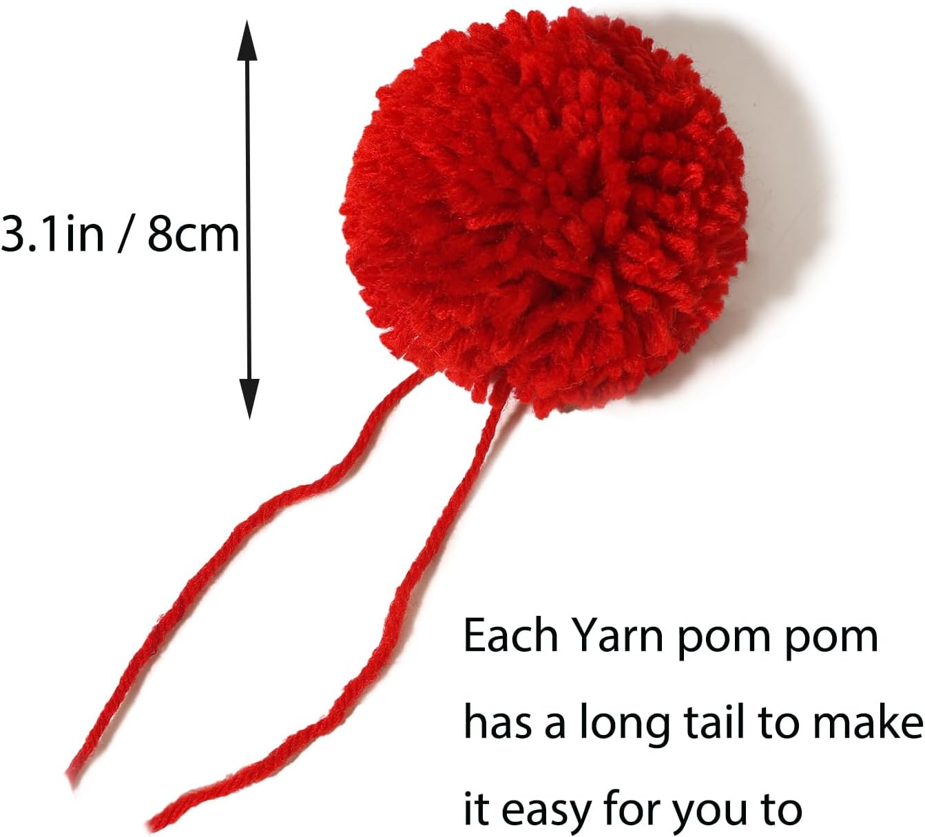XFYUZR Yarn Pom Poms for Hats Giant Pom Pom Ball 8CM-3INCH Party Supplies Handmade Craft Decorative Accessories (Red)