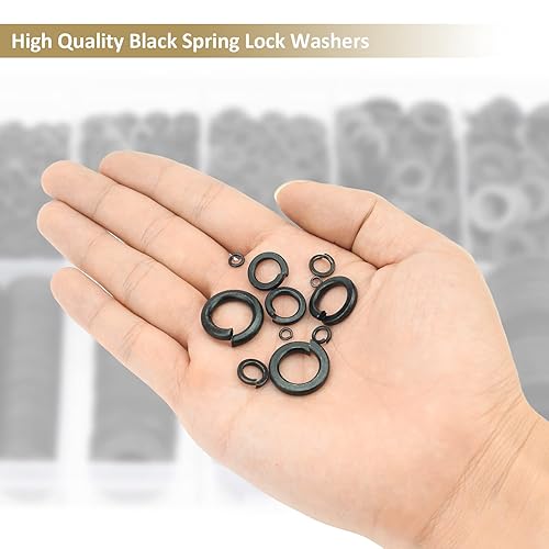 Miniatura 6 de 1000 arandelas de bloqueo de acero aleado de grado 8.8, 9 tamaños de arandelas de resorte y bloqueo dividido, kit surtido (M2-M12)