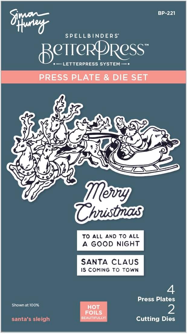 Spellbinders BP-221 Santa's Sleigh Press Plate & Die Set from The Glad Tidings Collection by Simon Hurley