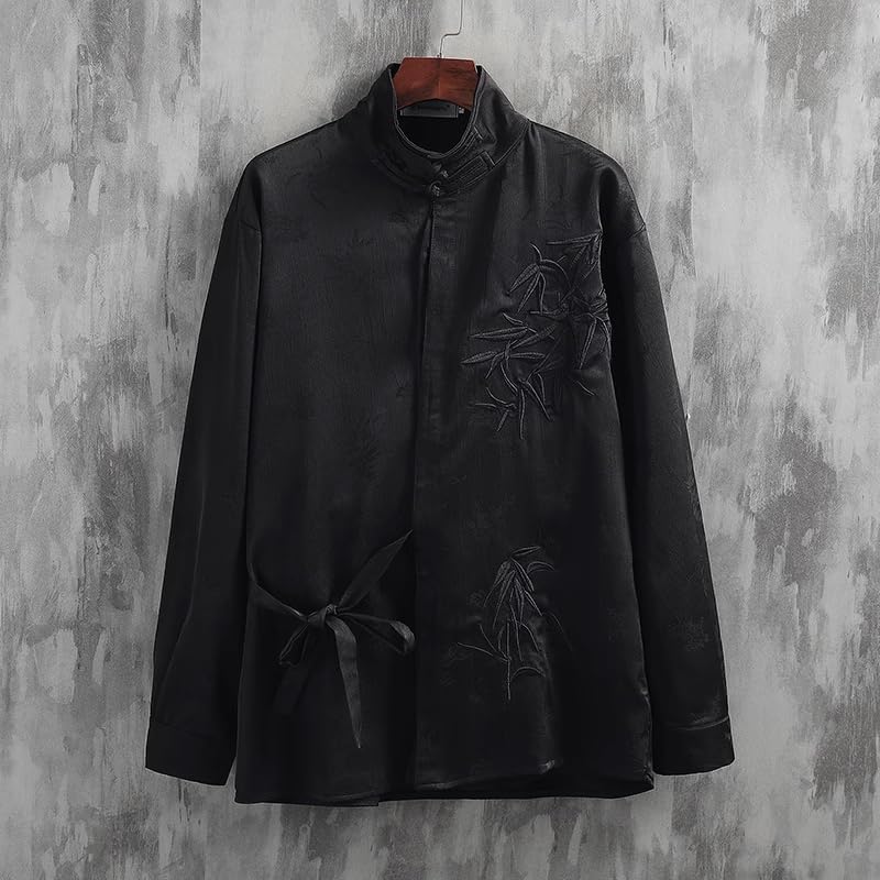 Chinese Style Tang Suit Long Sleeve Shirt for Men Retro Tops