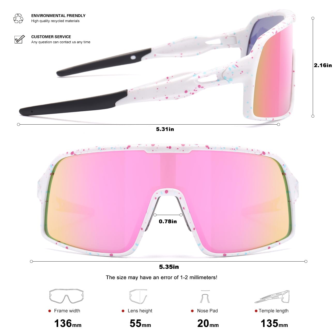 SEKKAF Lunettes de soleil de sport polarisées pour homme et femme, lunettes de cyclisme, protection UV pour VTT, course, pêche