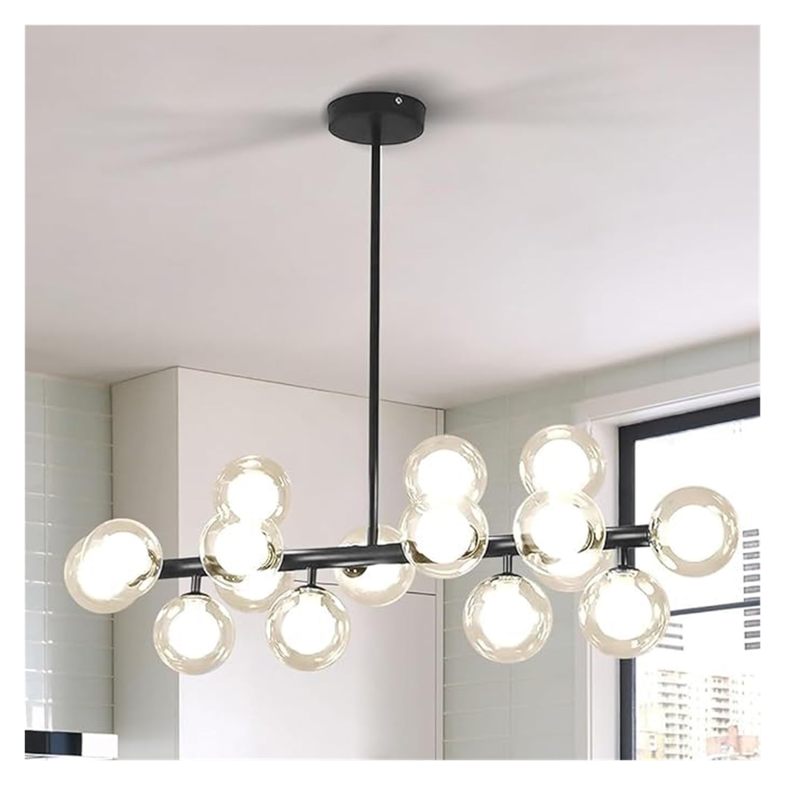 KXEcoLife Chandelier Large Chandeliers Pendant Lights 16-Light Globe Magic Bean Molecular Ceiling Hanging Lighting, Modern For Living Room Dining (Color : Clea